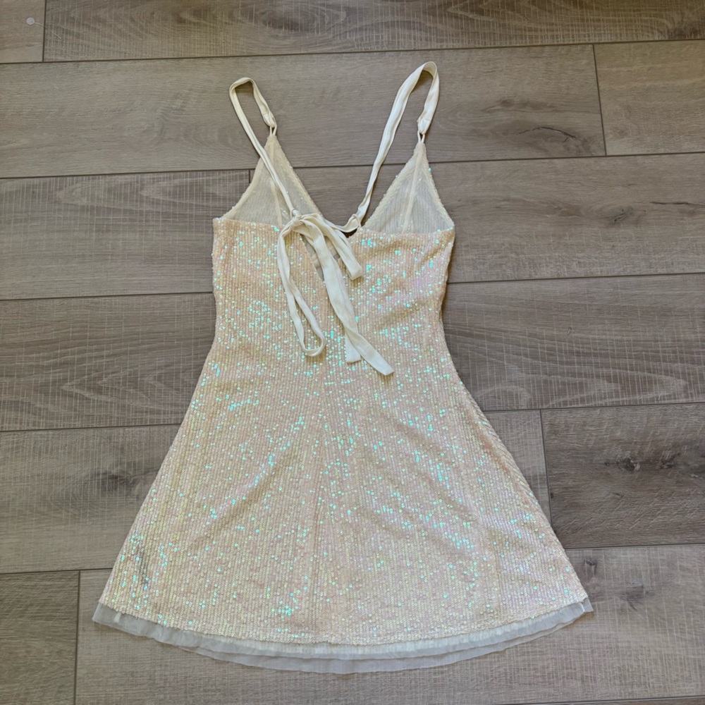 Free People Gold Rush Mini Dress in Icicle Pearl - Picture 11 of 13